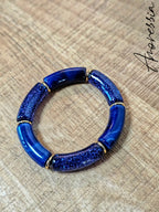 Bracelet Élastique Résine Bleu — Bracelet Résine Bleue Femme autre vue