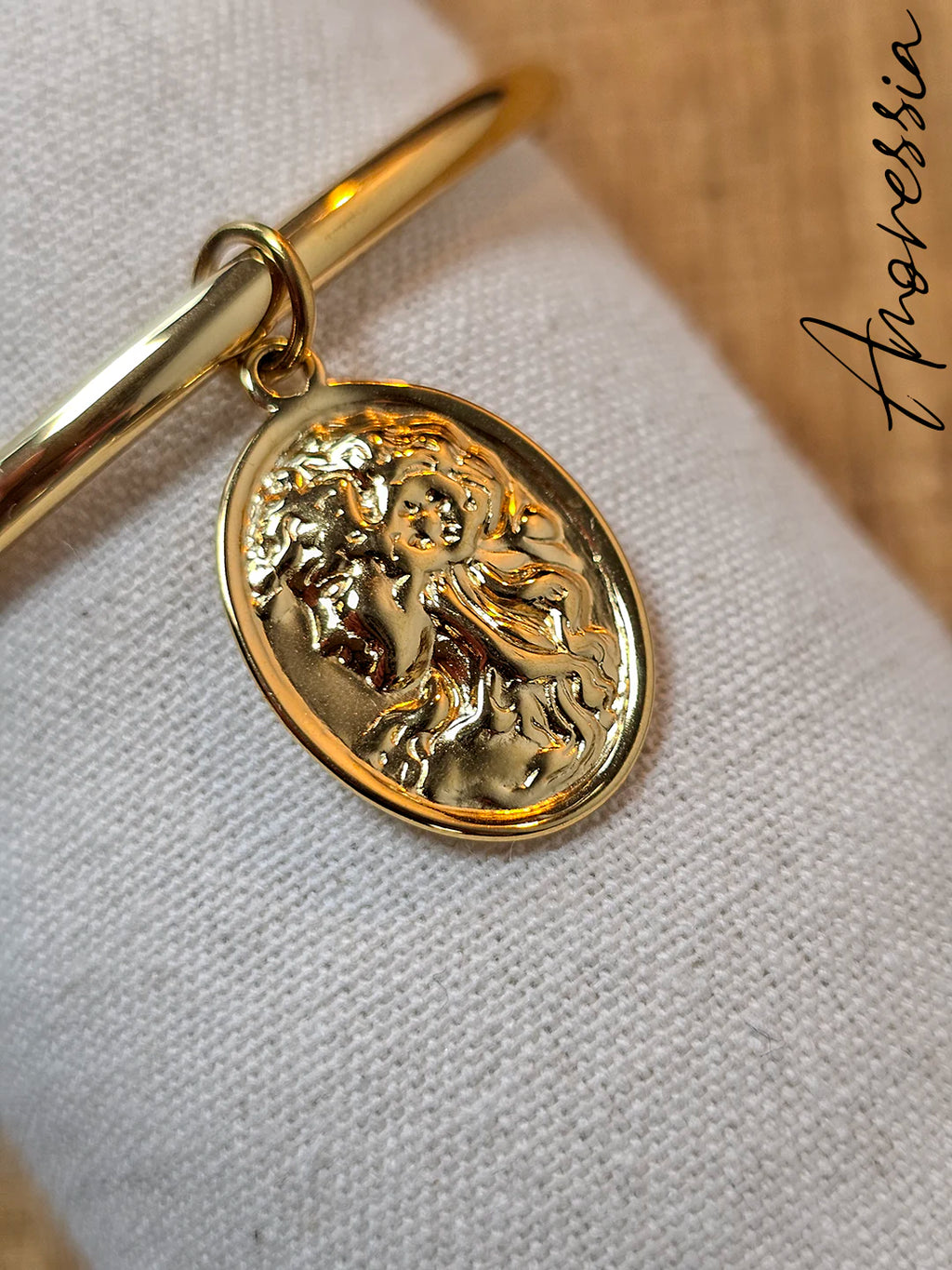 Jonc doré Marie Antoinette — Jonc Doré Médaille Femme vue détail