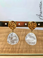 Boucles d'Oreilles Jade — Boucles Pendantes Vertes Femme vue détail