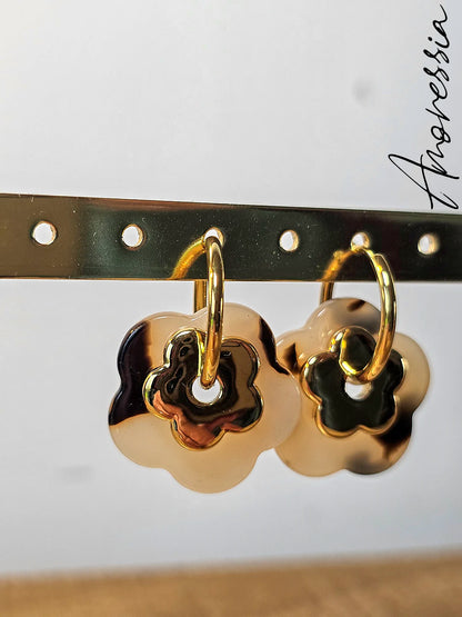 Boucles d'Oreilles Fleur Léopard — Boucles Imprimé Léopard Femme