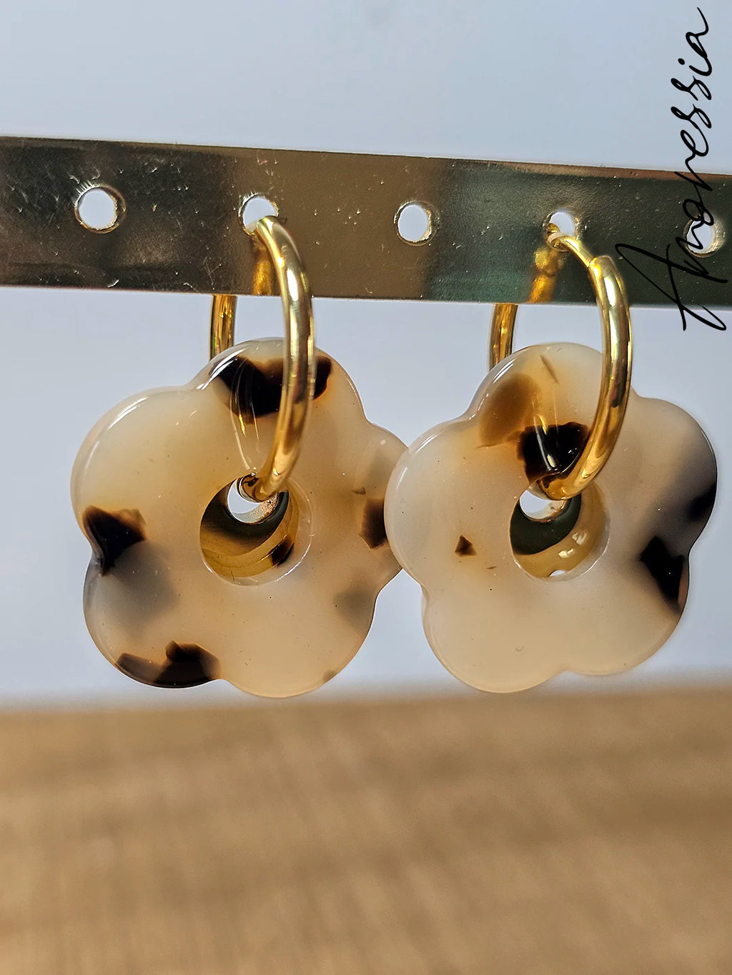 Boucles d'Oreilles Fleur Léopard — Boucles Imprimé Léopard Femme autre vue