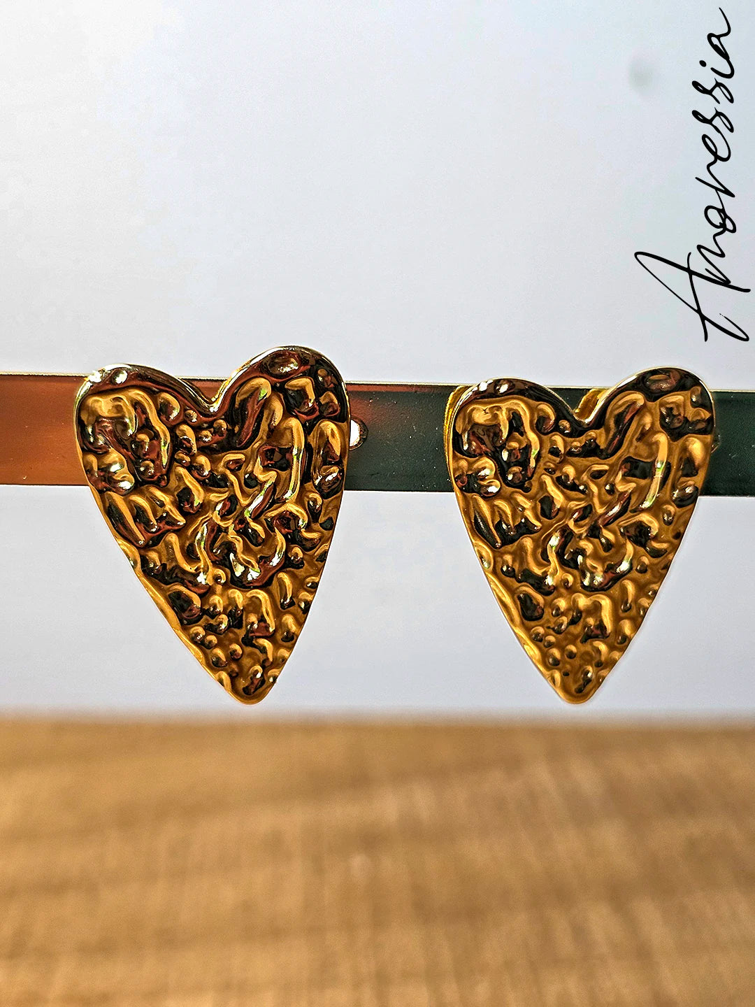 Boucles d'Oreilles Coeur — Boucles Cœur Dorées Femme