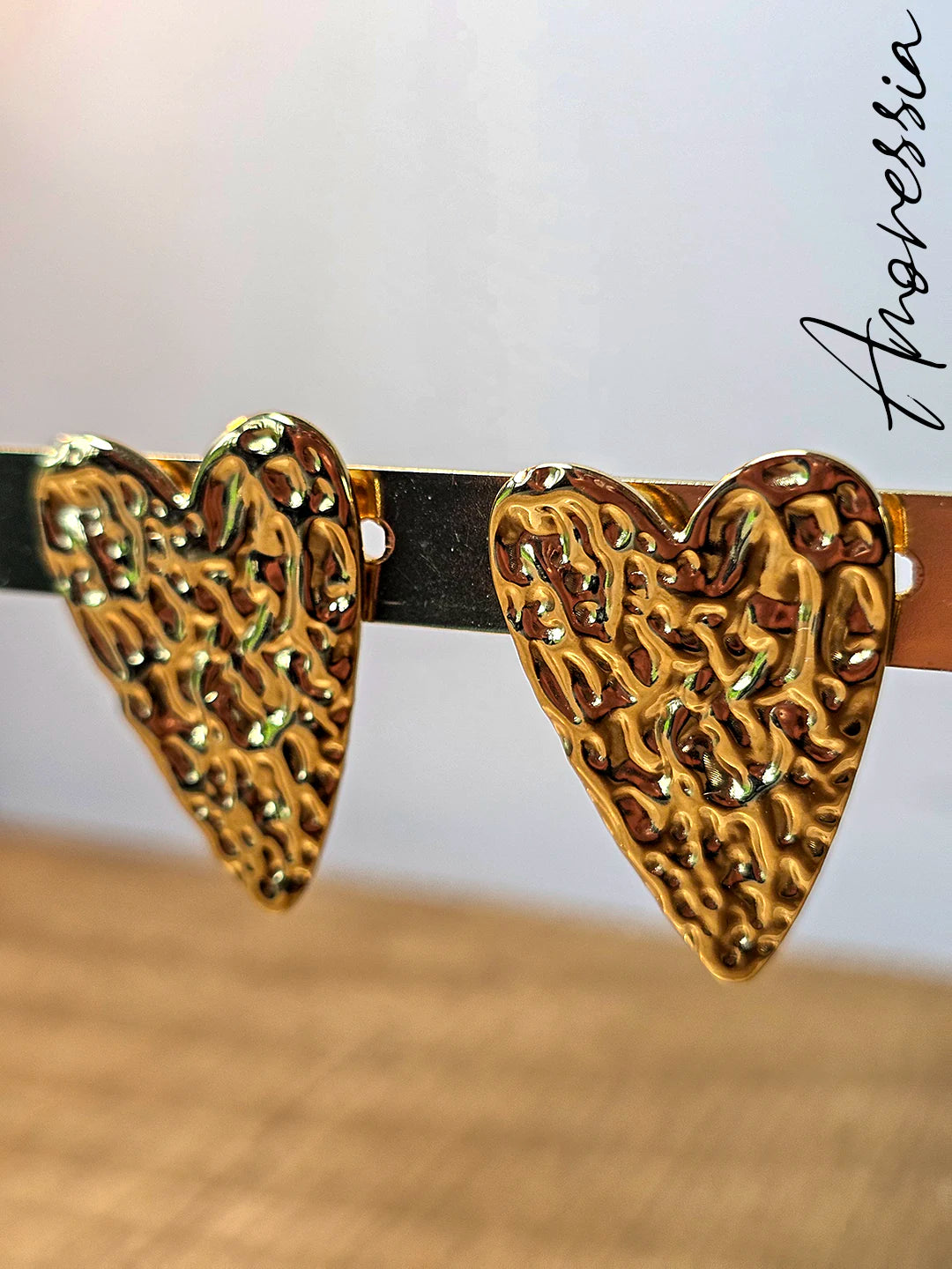 Boucles d'Oreilles Coeur — Boucles Cœur Dorées Femme autre vue