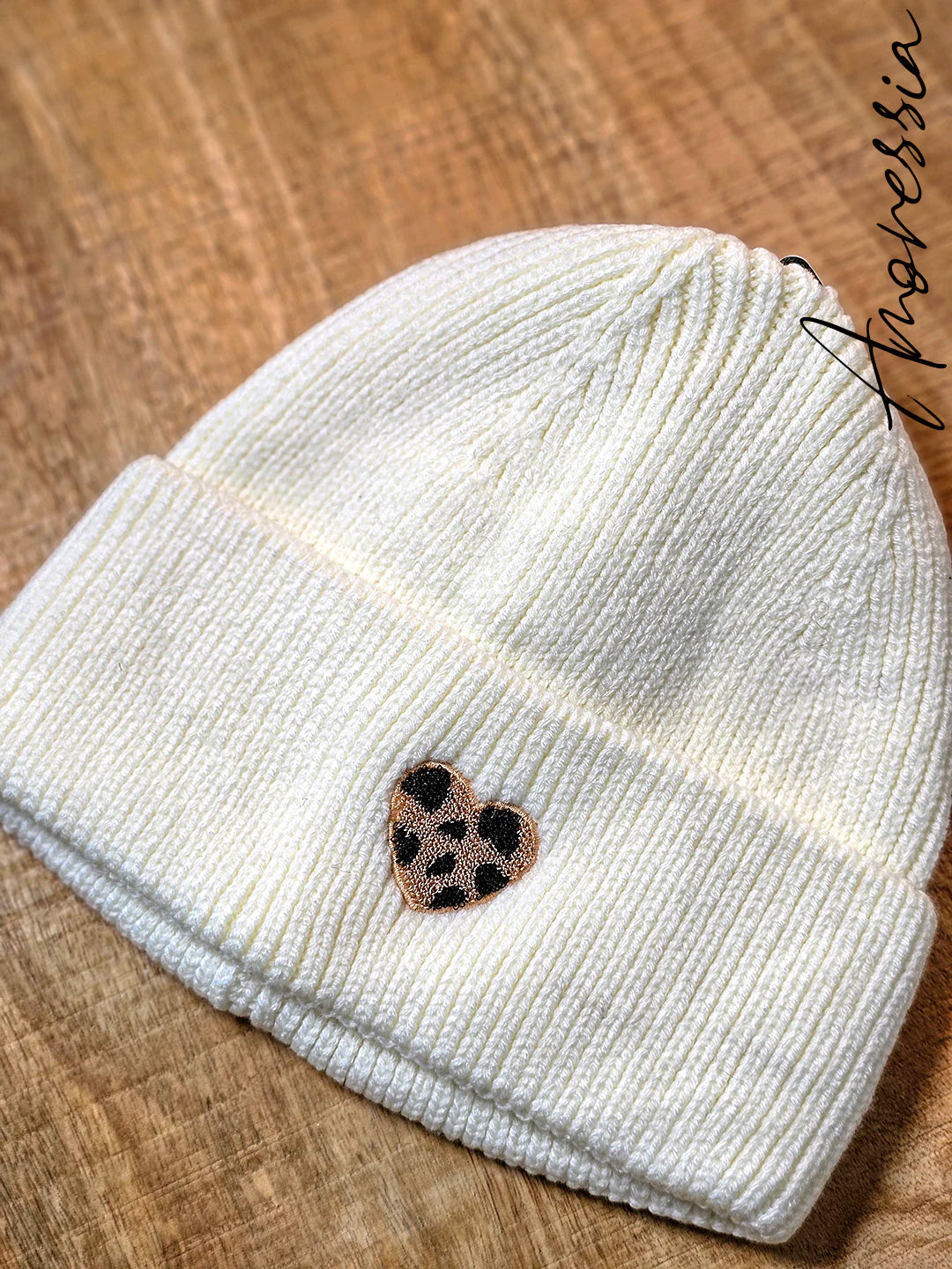 Bonnet Cœur Léopard — Bonnet Léopard Femme vue côté