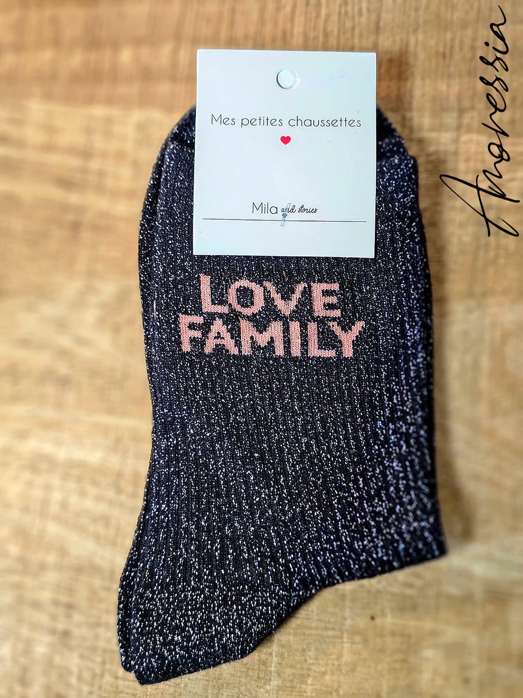 Chaussettes Love Family — Chaussettes Brodées Love Family Femme