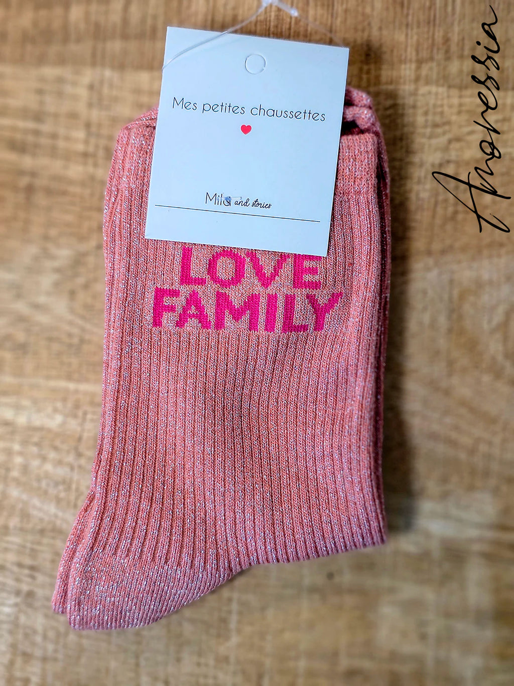 Chaussettes Love Family — Chaussettes Brodées Femme photo portées