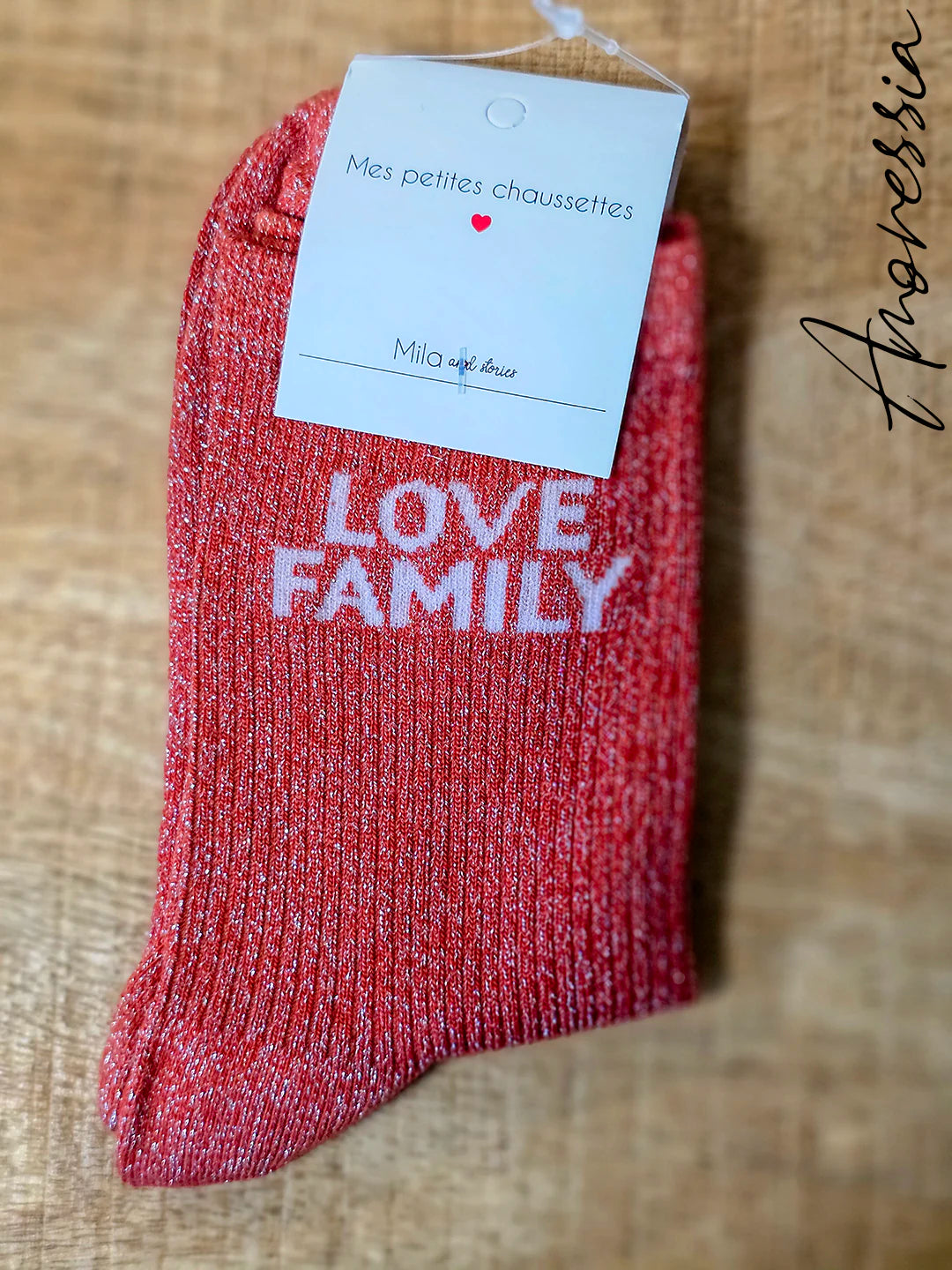 Chaussettes Love Family — Chaussettes Brodées Femme autre vue