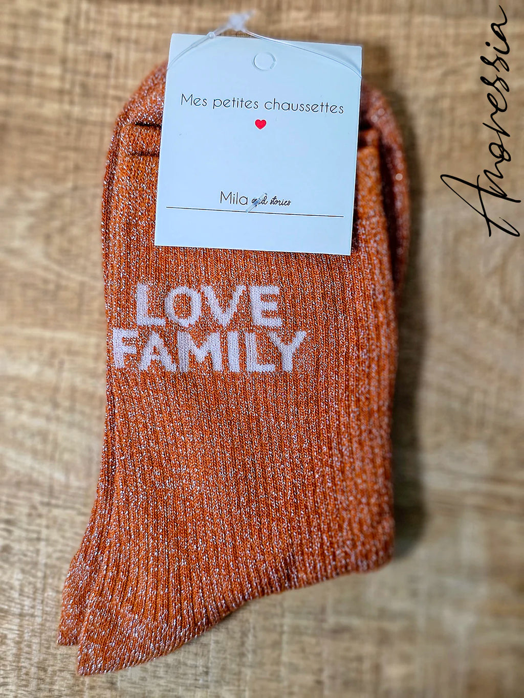 Chaussettes Love Family — Chaussettes Brodées Femme zoom broderie
