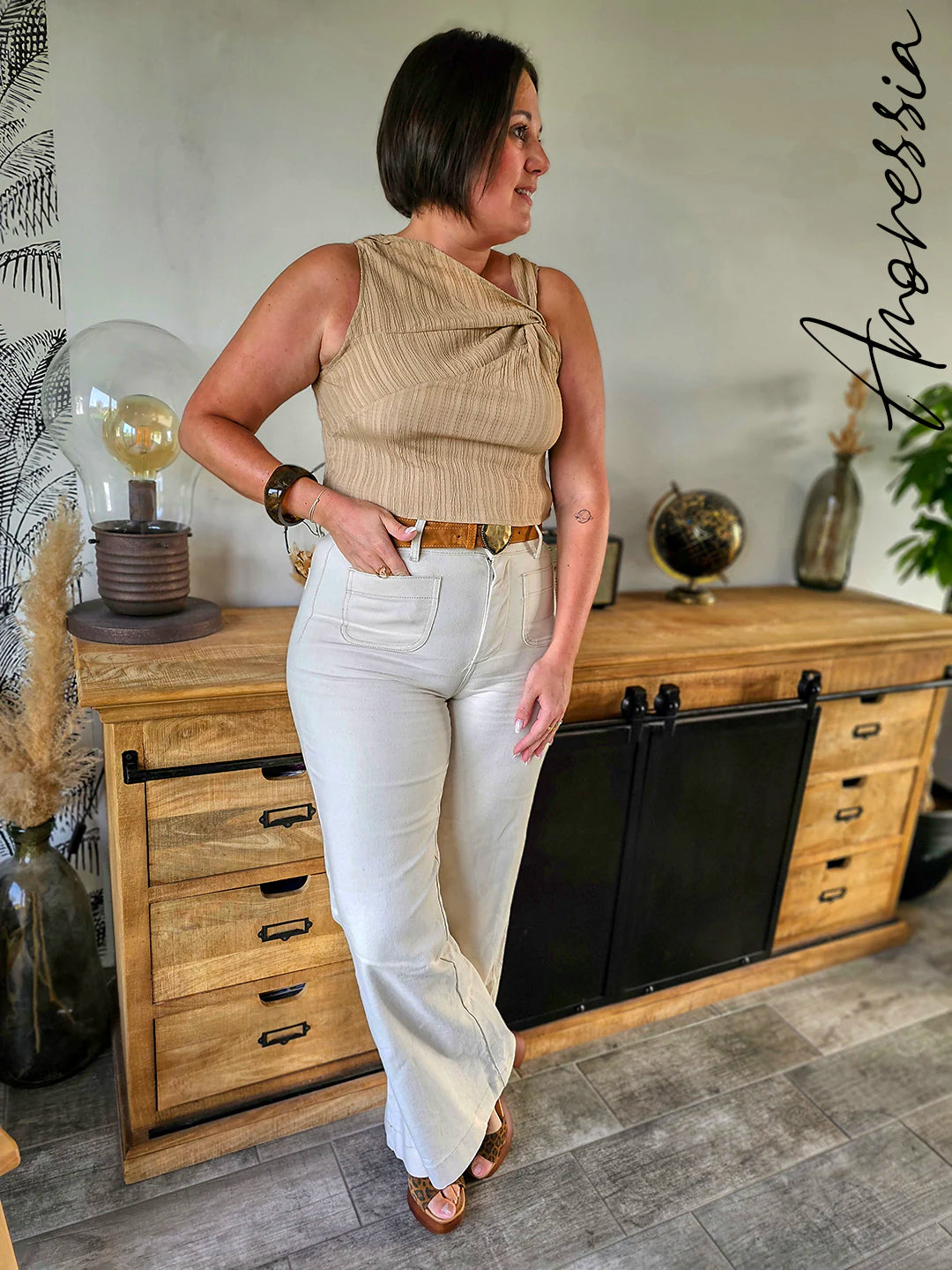 Top Ecru — Top Écru Femme