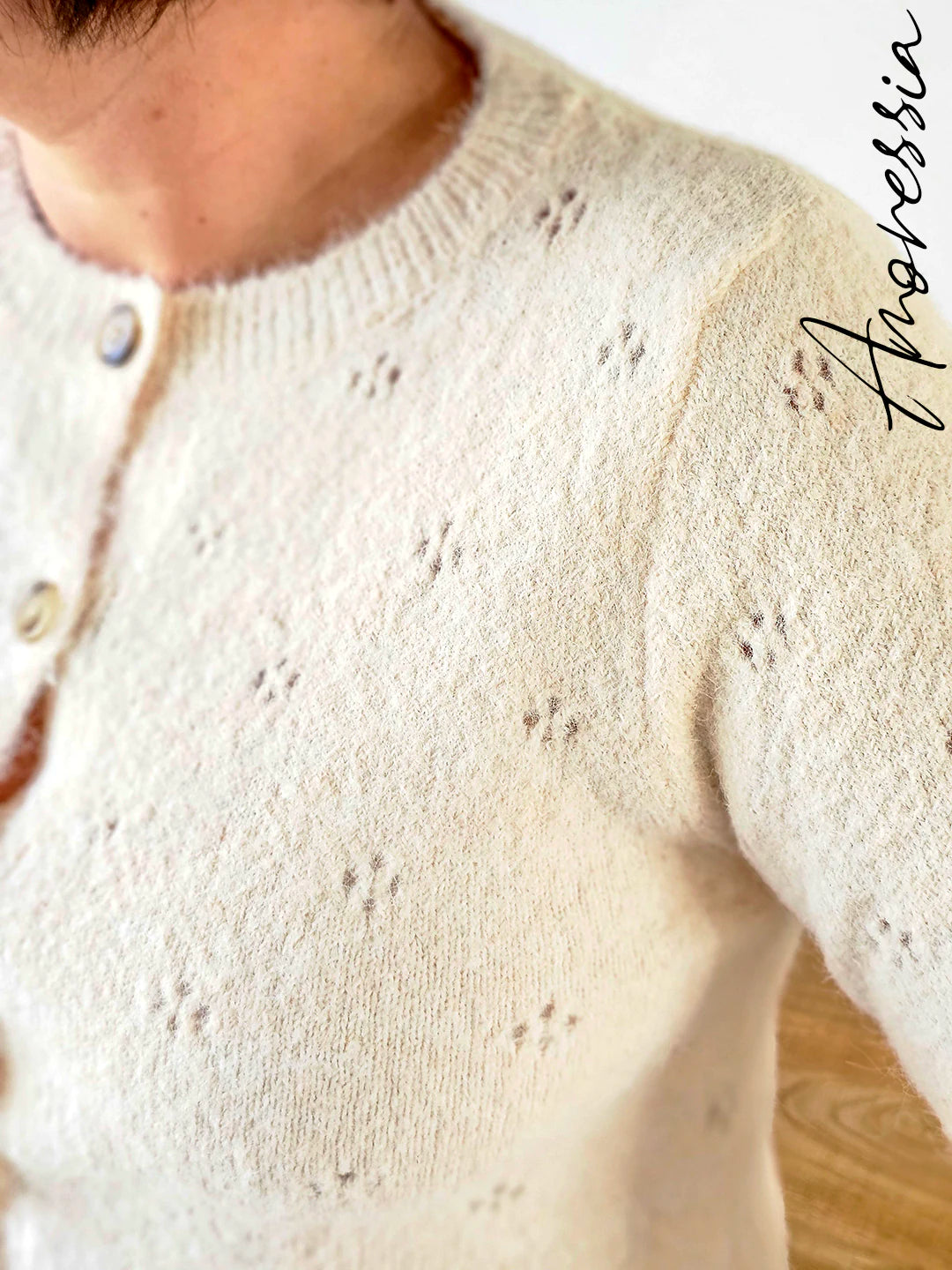 Gilet beige Grace — Gilet Beige Doux Femme vue détail