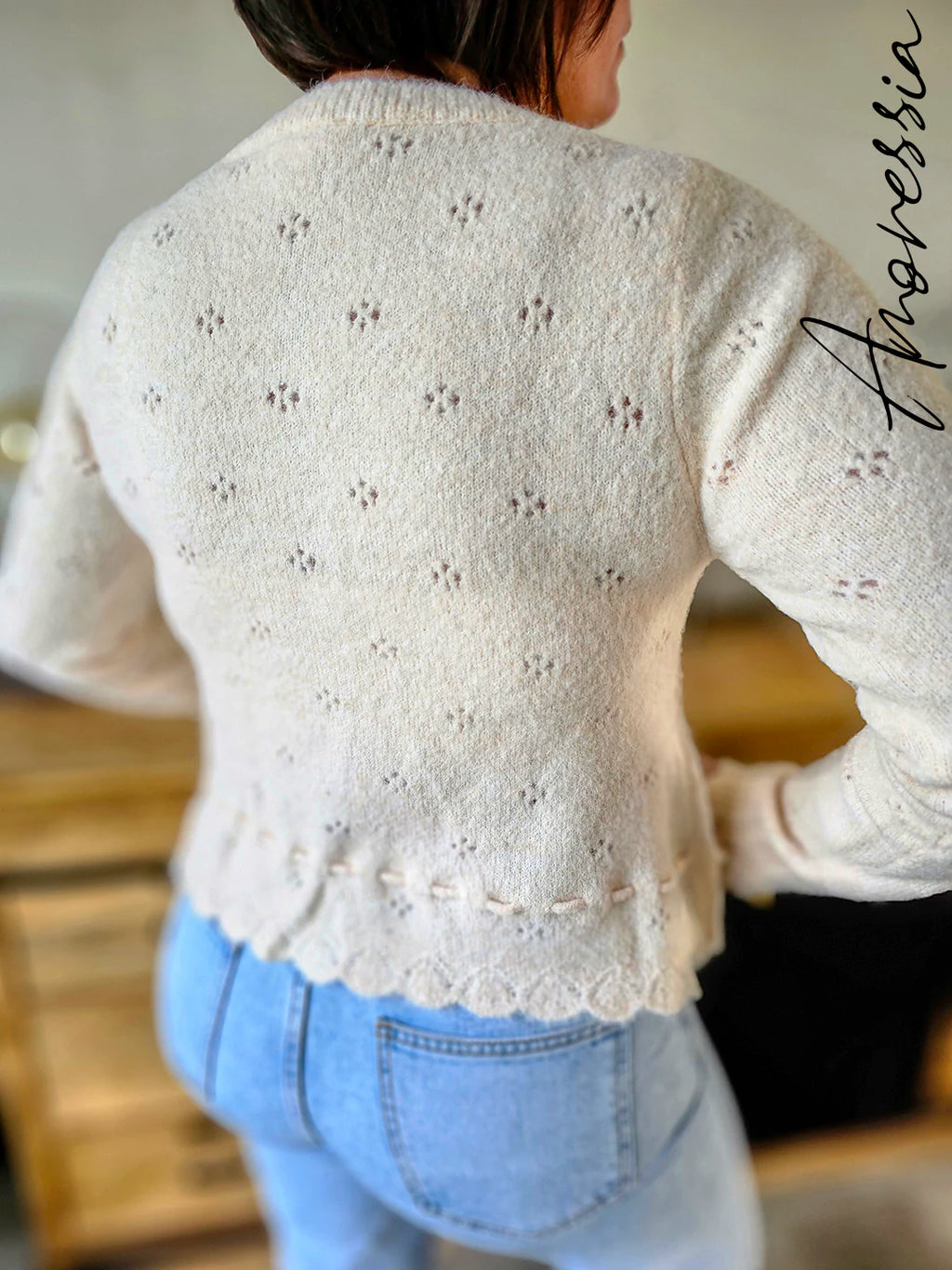 Gilet beige Grace — Gilet Beige Doux Femme vue dos
