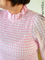 Blouse vichy rose — Blouse Vichy Rose Femme vue détail