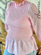 Blouse vichy rose — Blouse Vichy Rose Femme vue dos