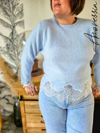 Pull manches longues Lova Bleu — Pull Manches Longues Bleu Femme