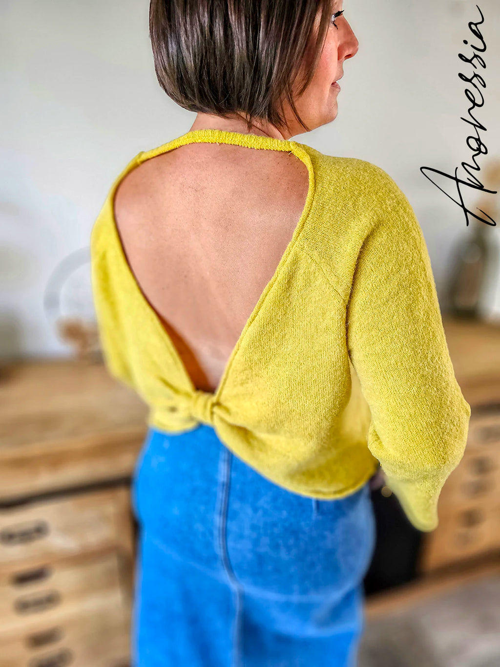 Pull Jaune — Pull Jaune Femme vue détail