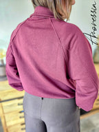 Sweat Zippé Col Montant Femme — Sweat Prune