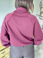 Sweat Zippé Col Montant Femme — Sweat Prune