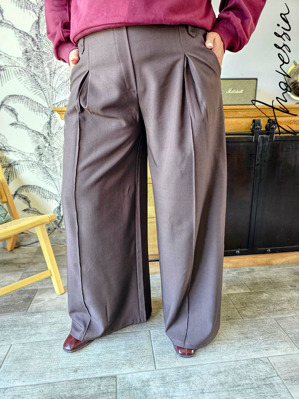 Pantalon Palazzo Chocolat Femme — Pantalon Mio
