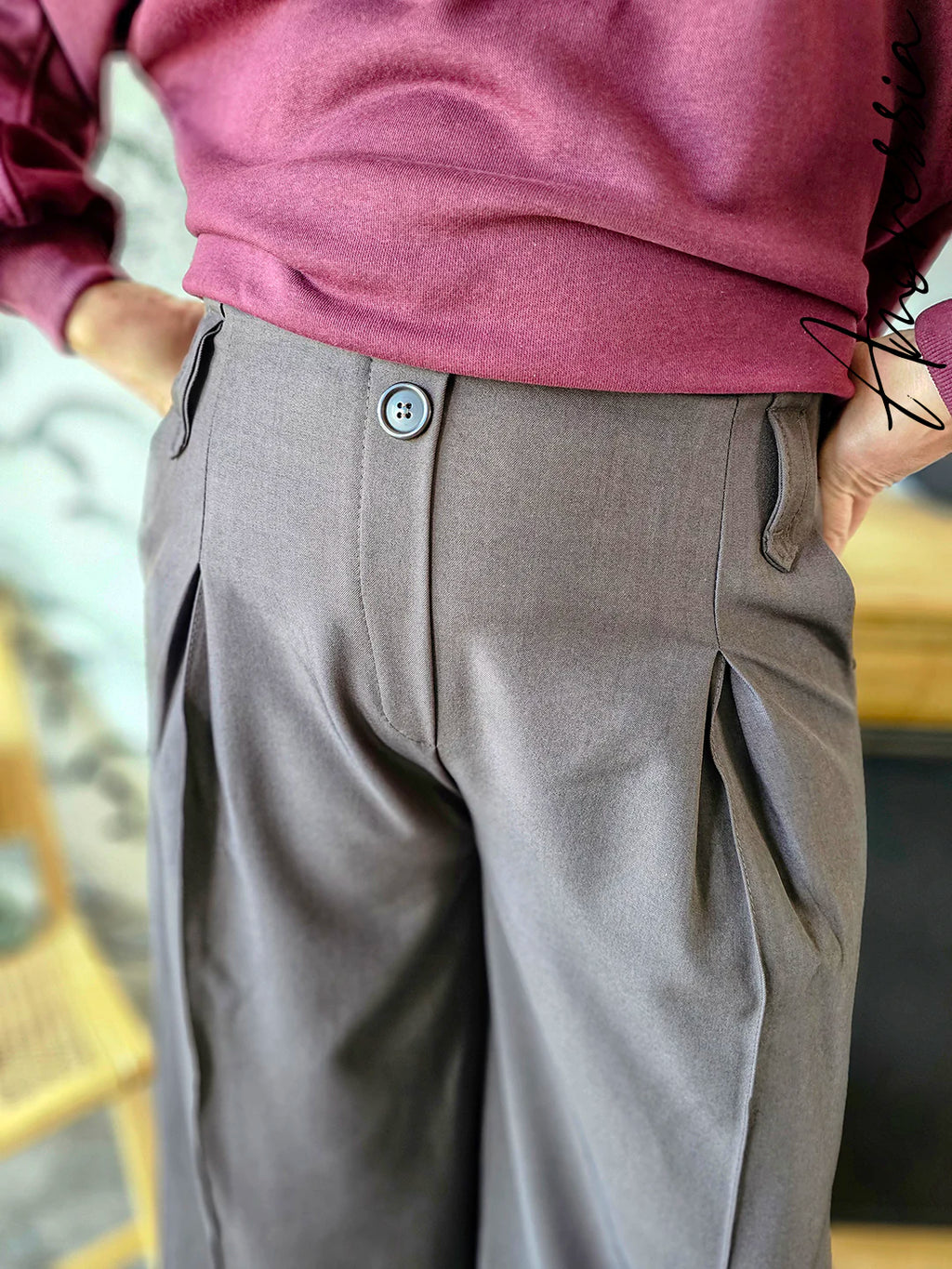 Pantalon Palazzo Chocolat Femme — Pantalon Mio