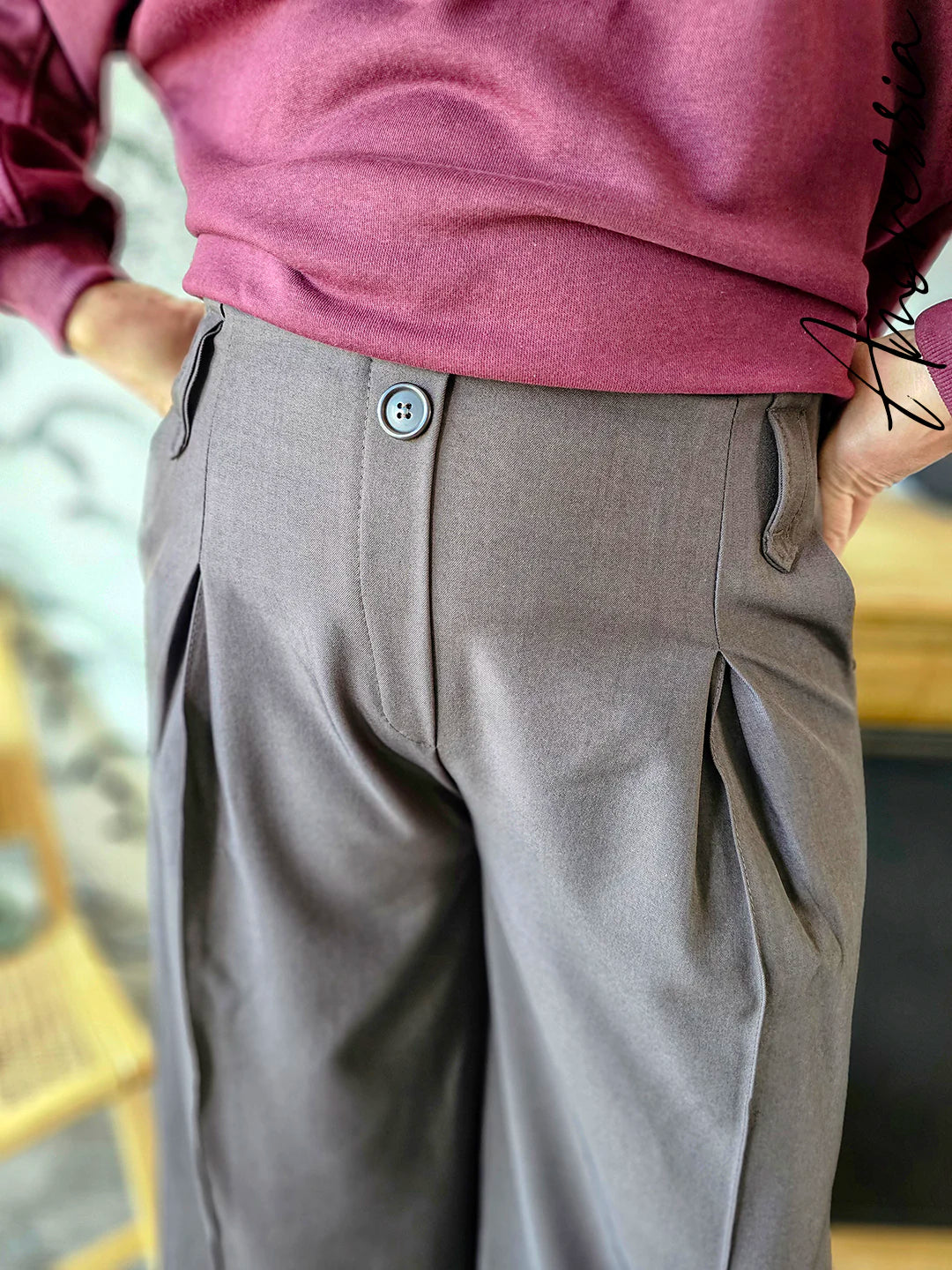 Pantalon Palazzo Chocolat Femme — Pantalon Mio