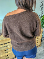 Pull Chocolat Femme Asymétrique Une Épaule — Pull Lou