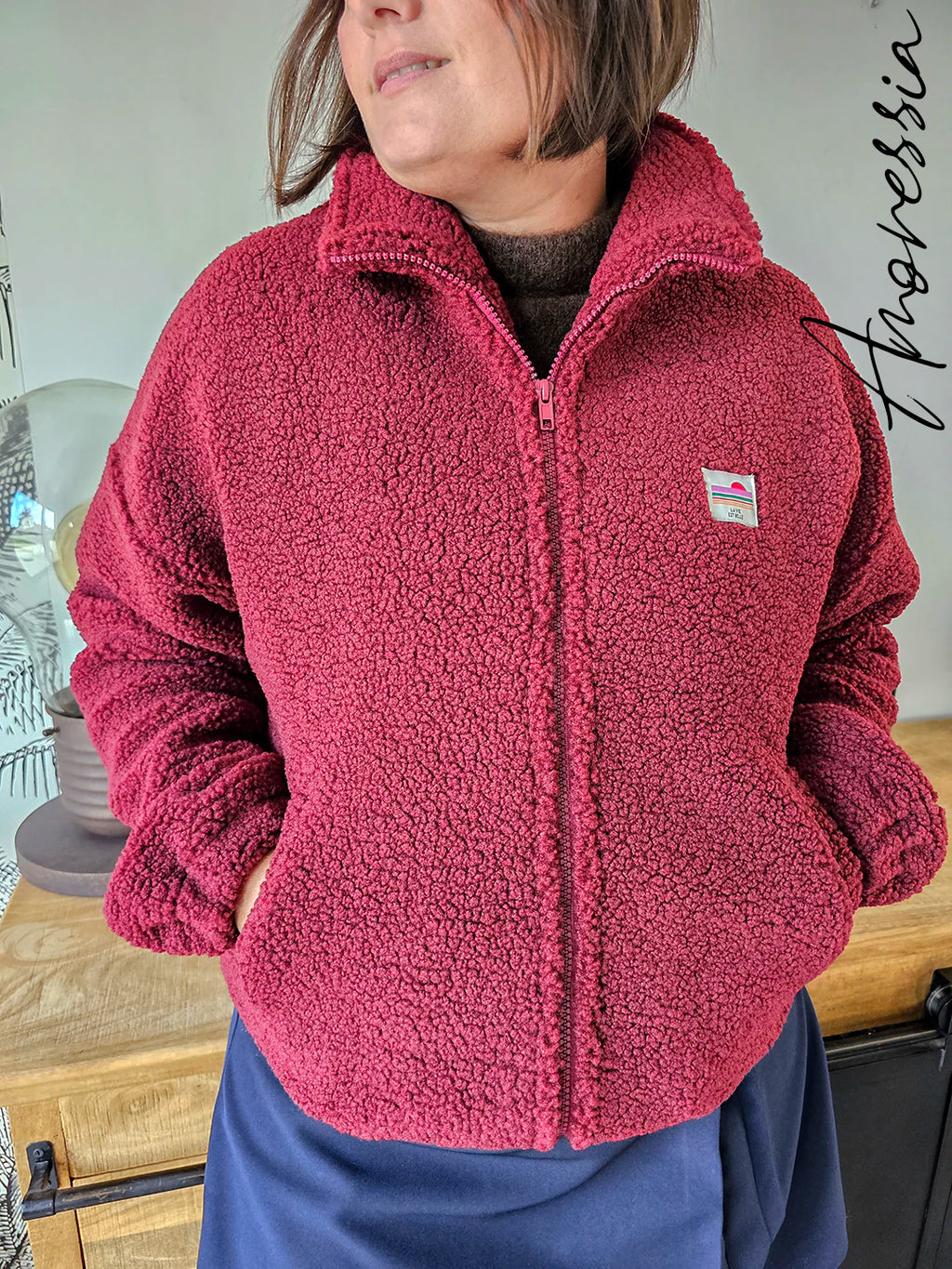 Veste Sherpa Bordeaux Femme — Veste Lovely