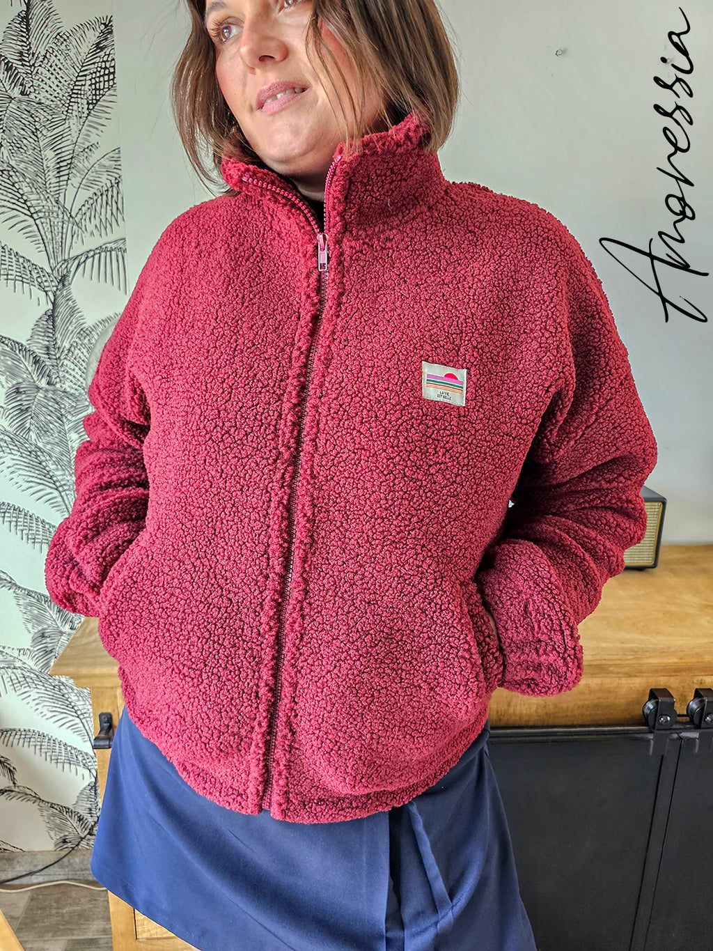 Veste Sherpa Bordeaux Femme — Veste Lovely