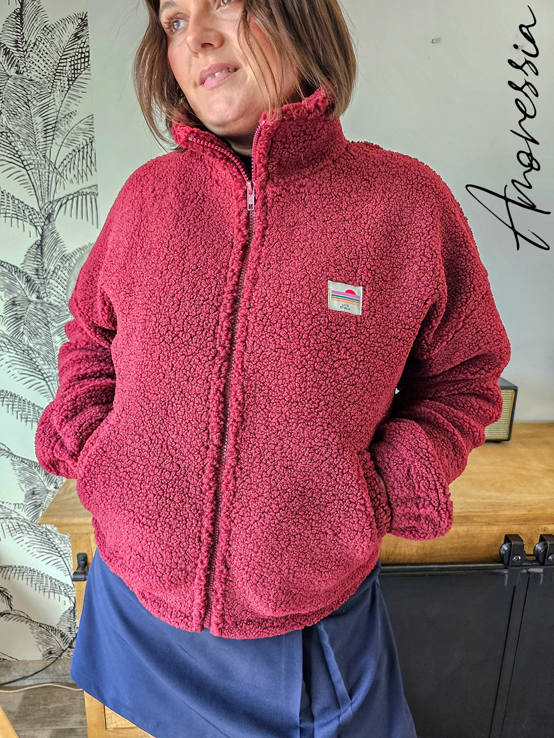 Veste Sherpa Bordeaux Femme — Veste Lovely
