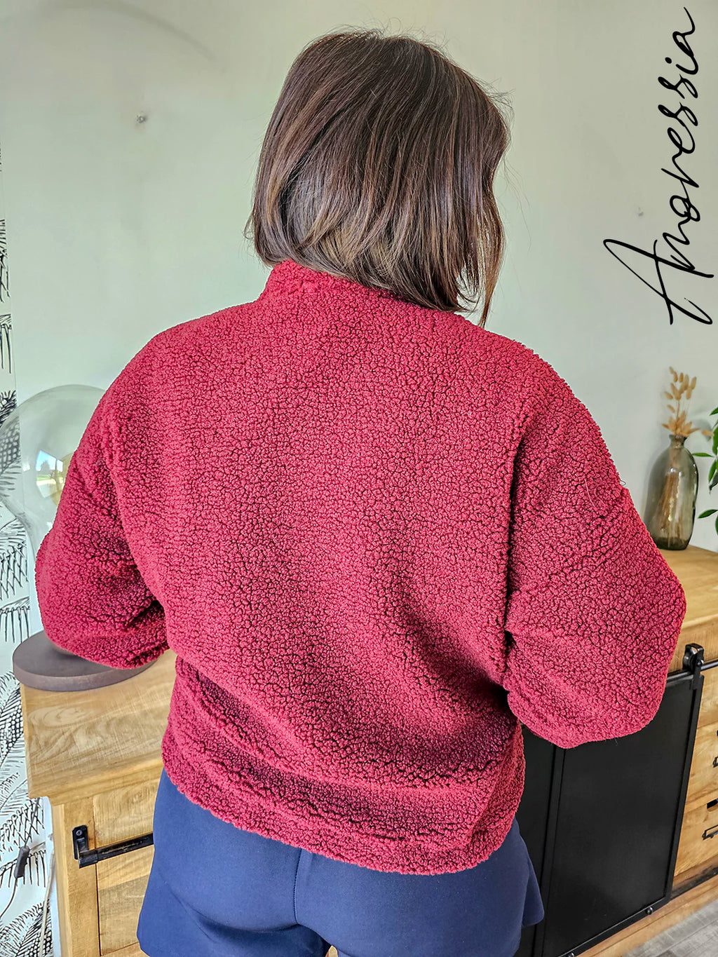 Veste Sherpa Bordeaux Femme — Veste Lovely