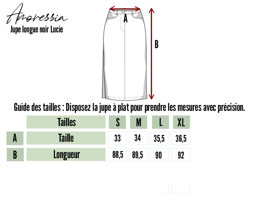 Jupe Longue Lucie — Jupe Longue Noire Satin Fluide Femme vue dos