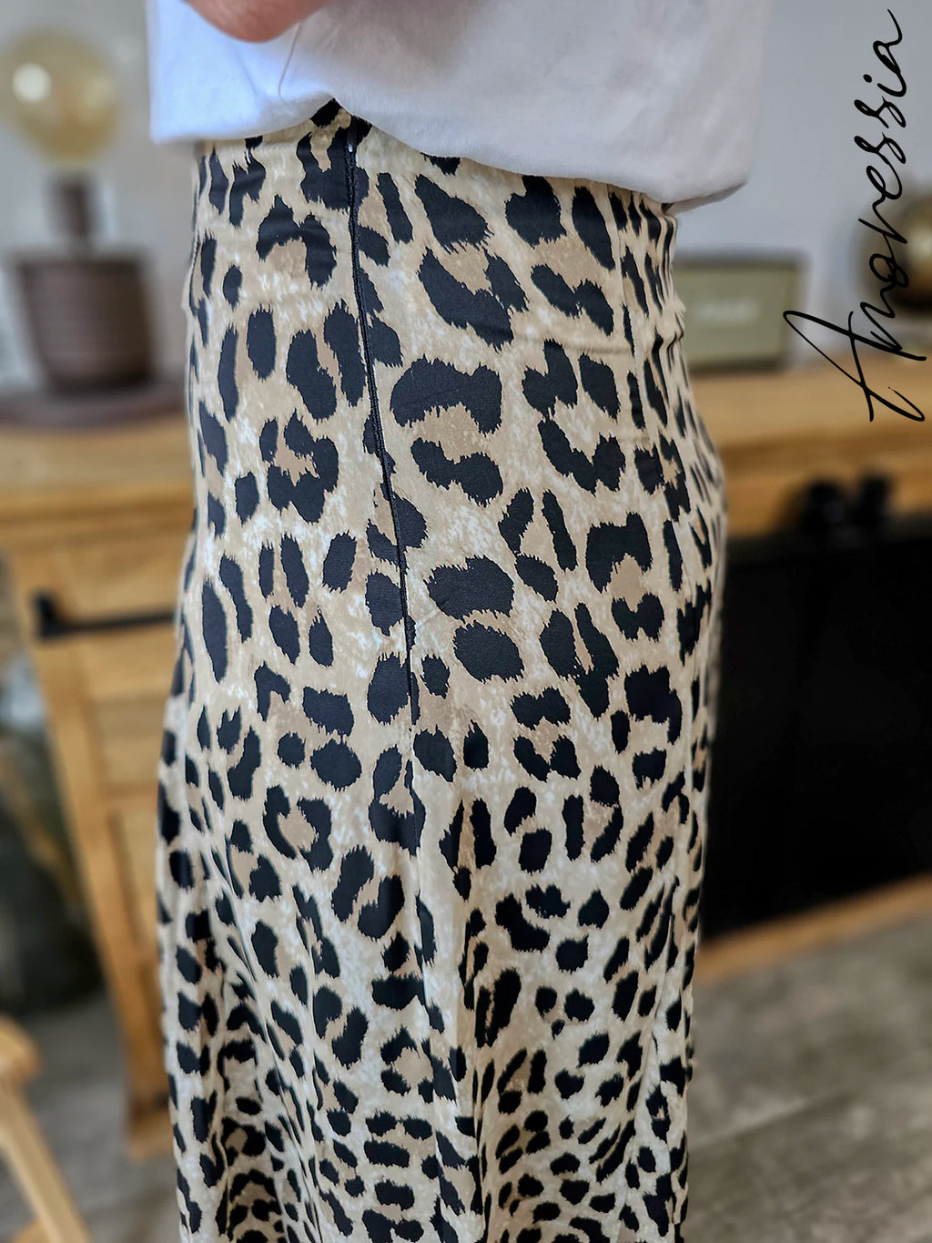 Jupe Longue Léopard — Jupe Maxi Fluide Viscose Imprimé Léopard Femme vue détail